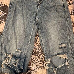 Distressed Blue Jeans